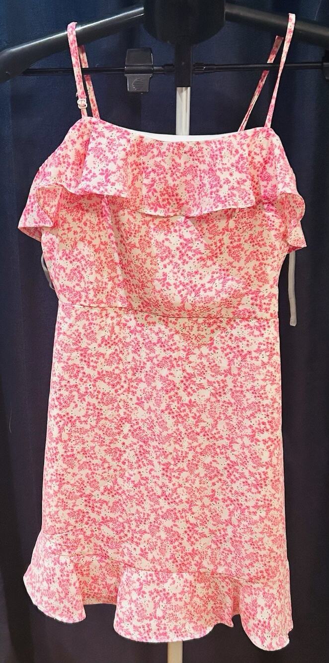 NWT Trixxi Pink Floral Sleeveless Ruffle Dress Women's size S